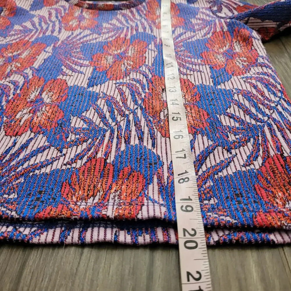 Zara Trafaluc Women T-Shirt Top S Multicolor Floral Short Sleeves Crew Neck Boxy - Picture 6 of 7
